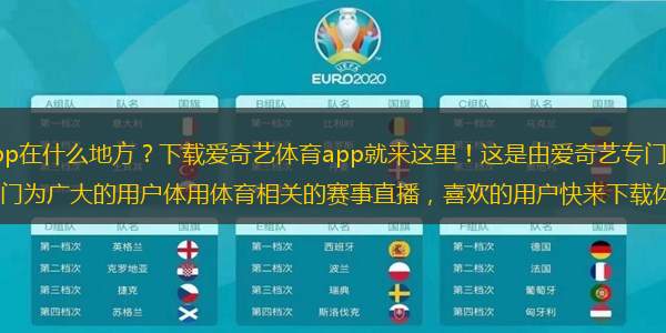 爱奇艺体育app在什么地方？下载爱奇艺体育app就来这里！这是由爱奇艺专门为体育打造的直播软件，专门为广大的用户体用体育相关的赛事直播，喜欢的用户快来下载体验吧！